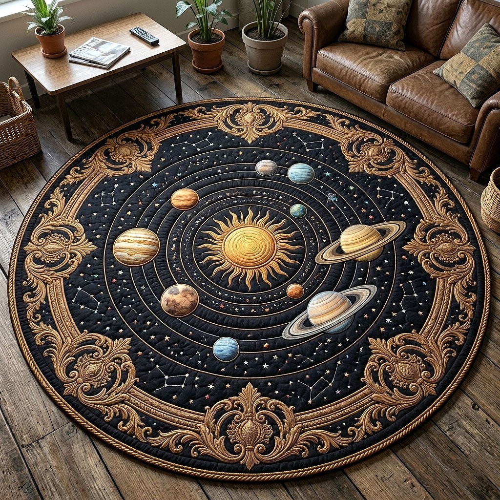 Cosmic Orbit Round Mat Rug - Nature Design | Serene Home Decor (Design 2)