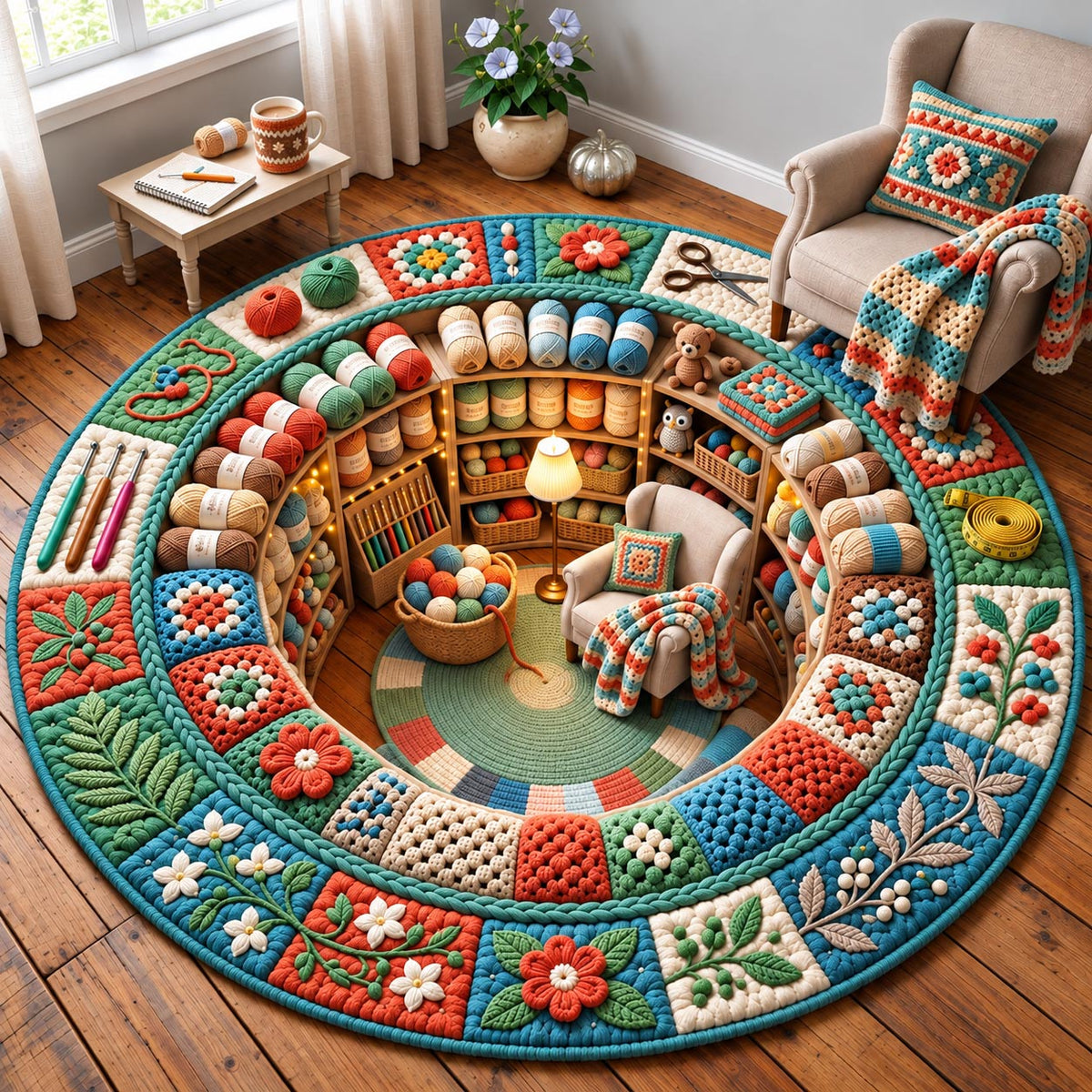 Cozy Crochet Round Mat Rug - Nature Design | Serene Home Decor
