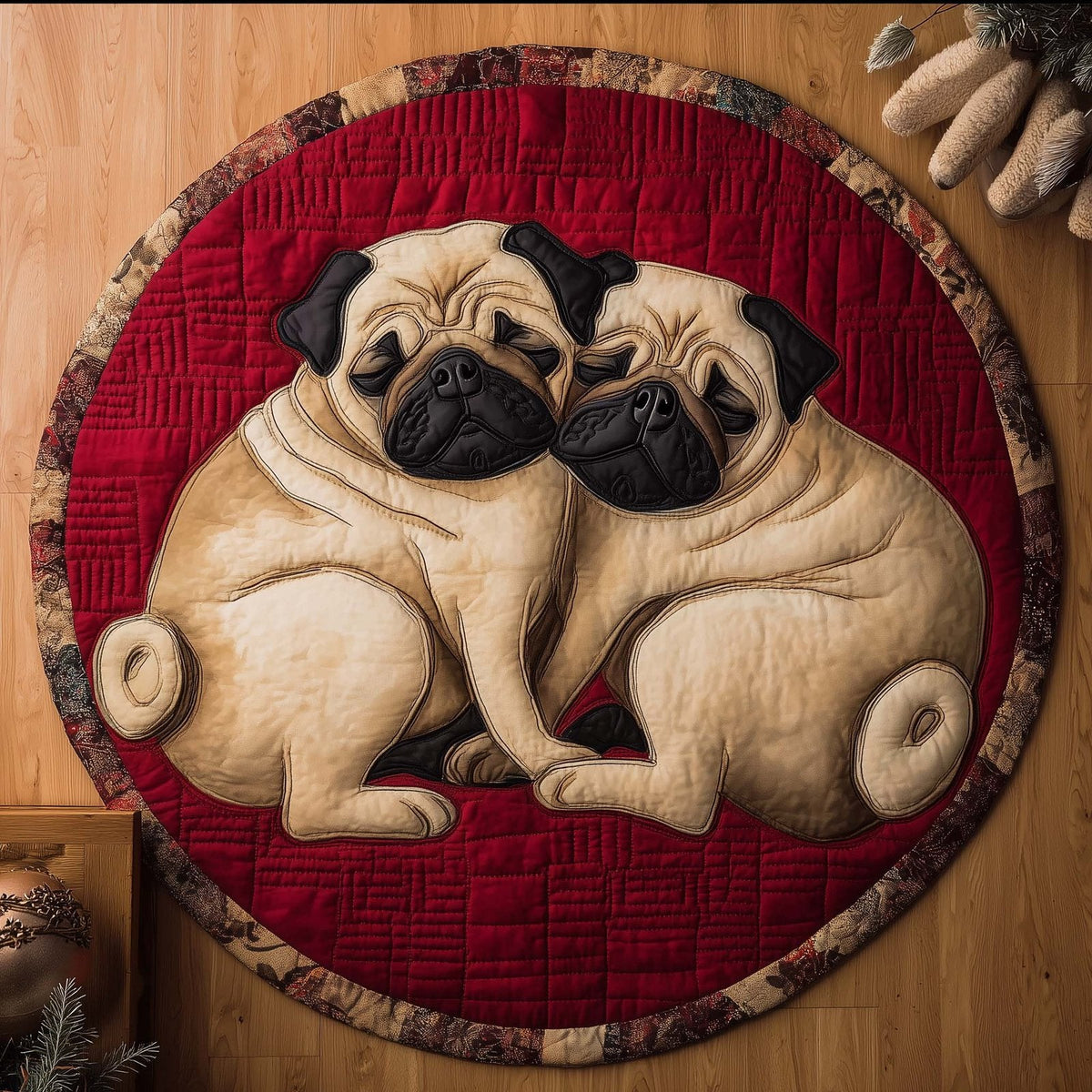 Cozy Pug Round Mat Rug - Nature Design | Serene Home Decor (Design 4)
