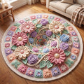 Crochet Flower Round Mat Rug - Nature Design | Serene Home Decor