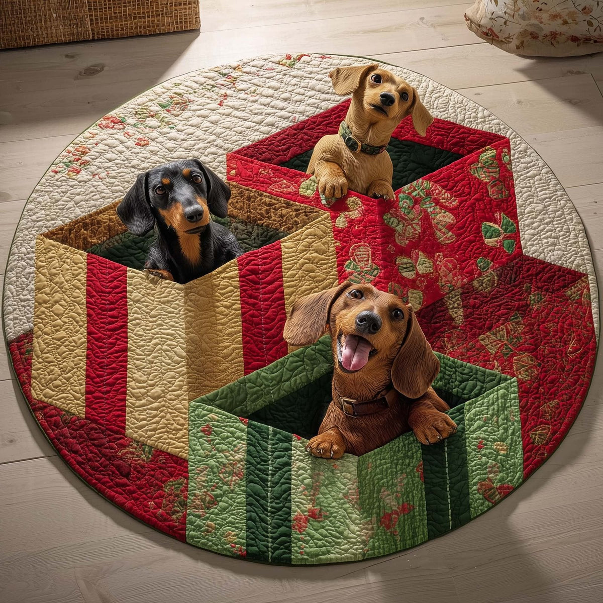 Dachshund Round Mat Rug - Nature Design | Serene Home Decor (Design 12)