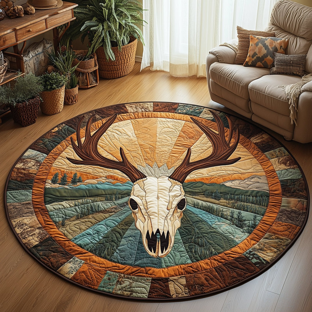 Deer Serenity Round Mat Rug - Nature Design | Serene Home Decor (Design 3)