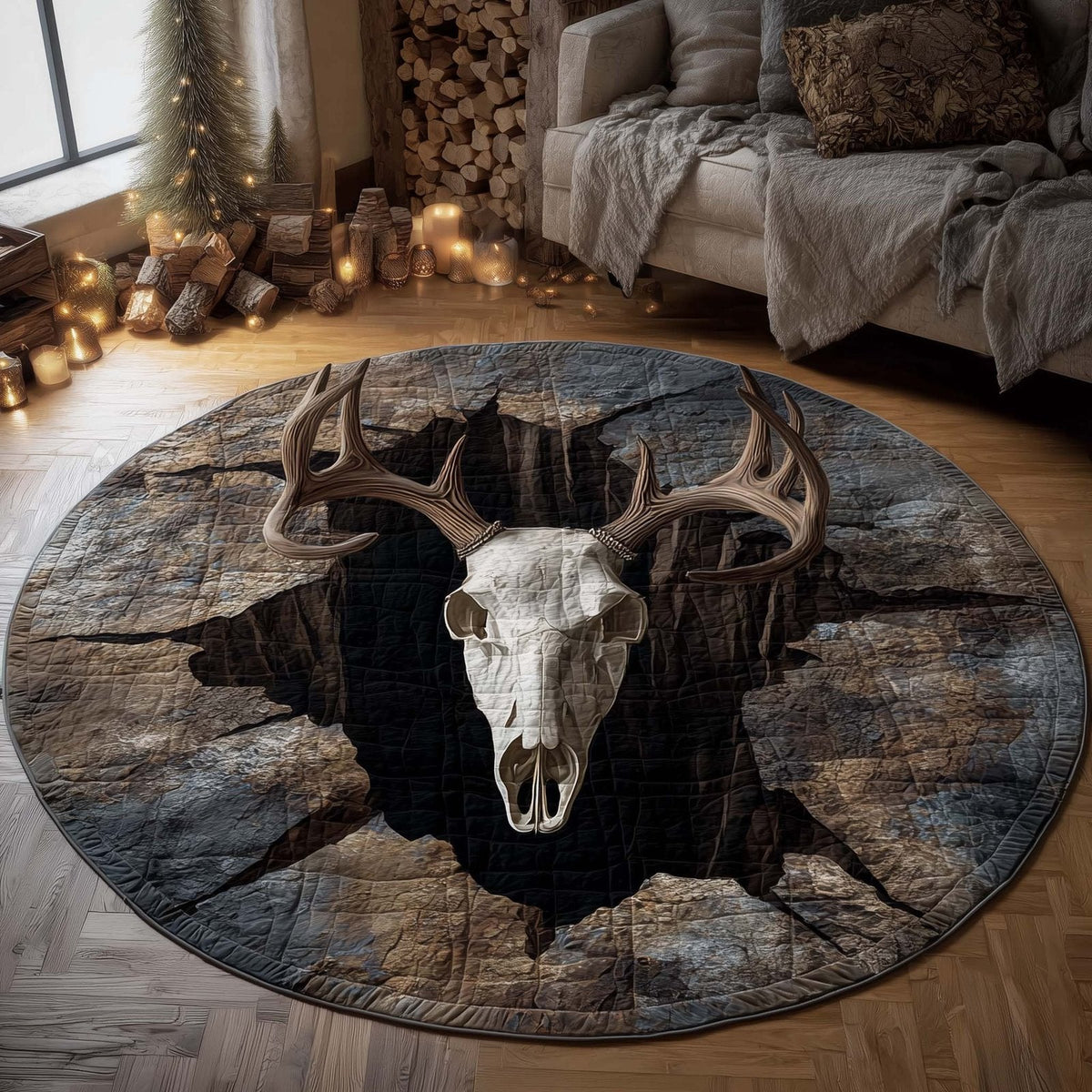 Deer Serenity Round Mat Rug - Nature Design | Serene Home Decor (Design 5)