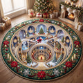 Winter Palace Christmas Hall Round Mat Rug - Non-Slip Washable Round Rug for Bedroom & Nursery
