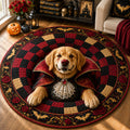 Vampire Cape Golden Retriever Round Mat Rug - Non-Slip Washable Round Rug for Bedroom & Nursery