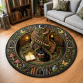 Enchanted Library Tree Round Mat Rug - Non-Slip Washable Round Rug for Bedroom & Nursery