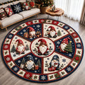 Gnome Wheel Snowflake Quilt Round Mat Rug - Non-Slip Washable Round Rug for Bedroom & Nursery