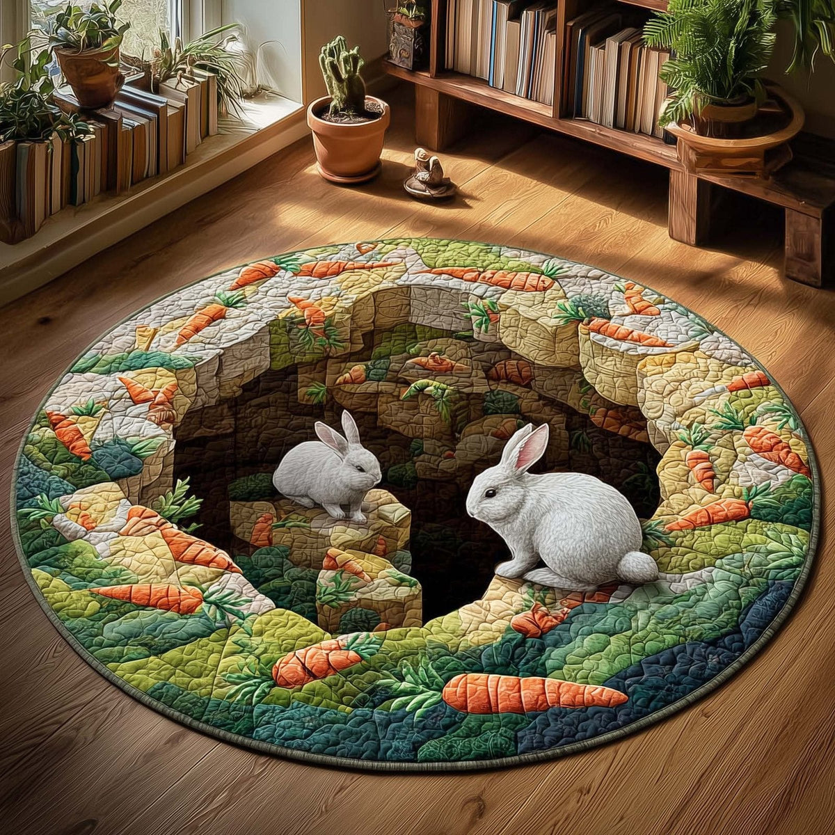 Easter Bunny Round Mat Rug - Nature Design | Serene Home Decor (Design 12)