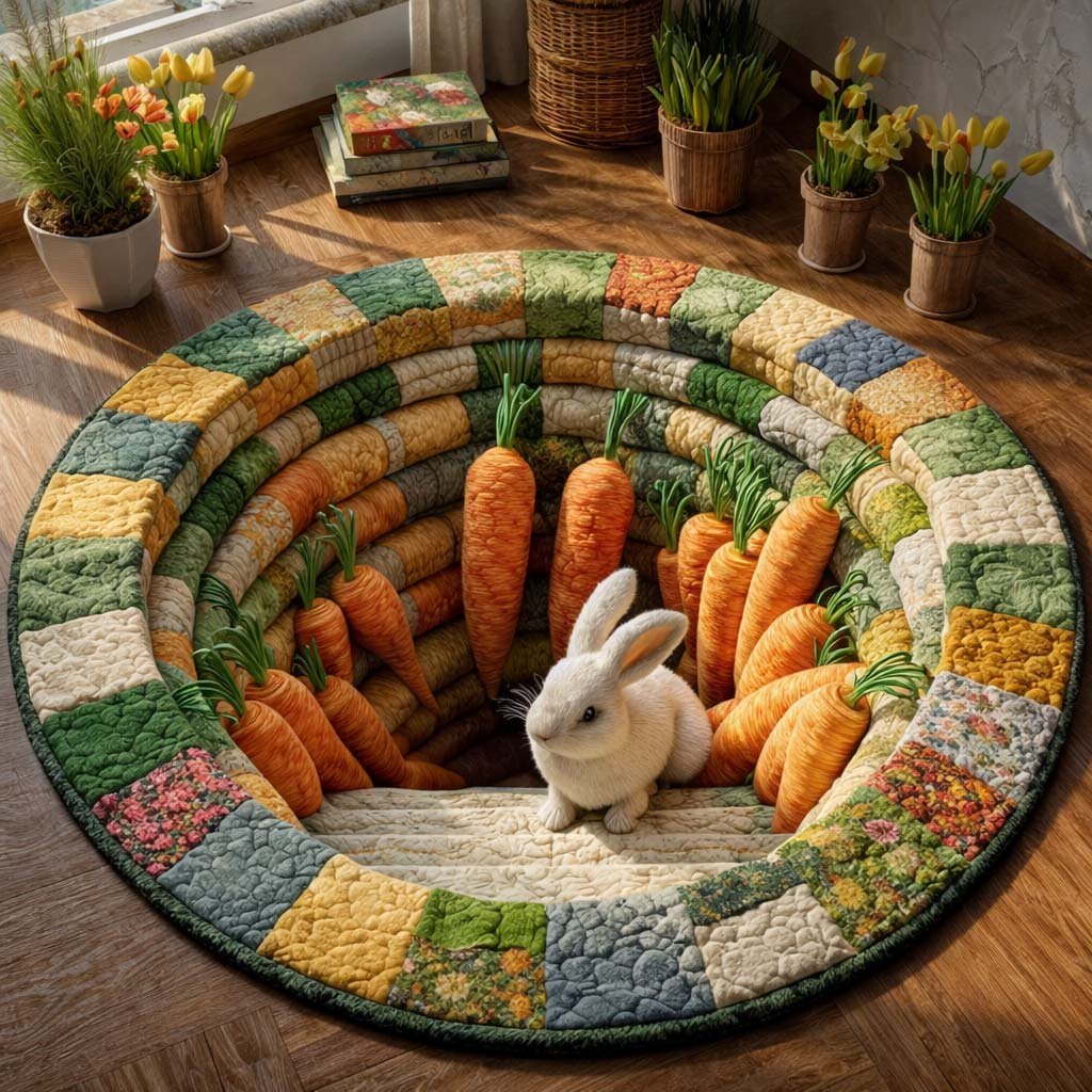 Easter Bunny Round Mat Rug - Nature Design | Serene Home Decor (Design 11)
