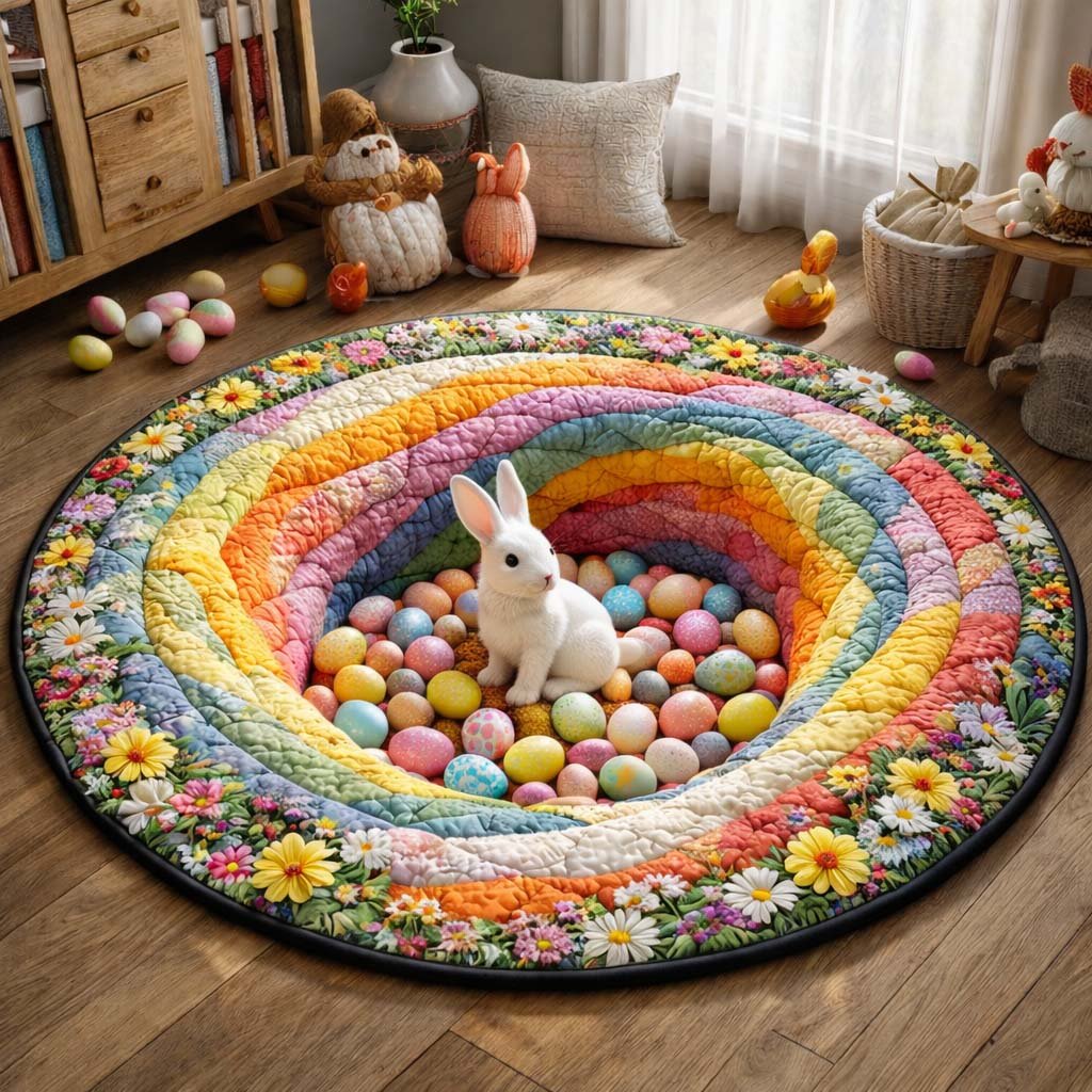 Easter Bunny Round Mat Rug - Nature Design | Serene Home Decor (Design 6)