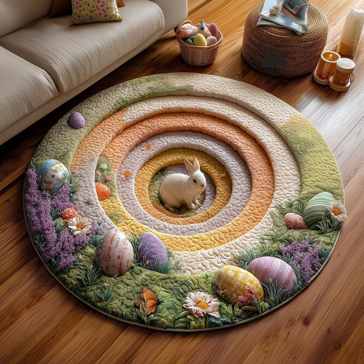 Easter Joy Round Mat Rug - Nature Design | Serene Home Decor (Design 2)