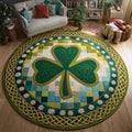 Emerald Clover Round Mat Rug - Nature Design | Serene Home Decor (Design 2)
