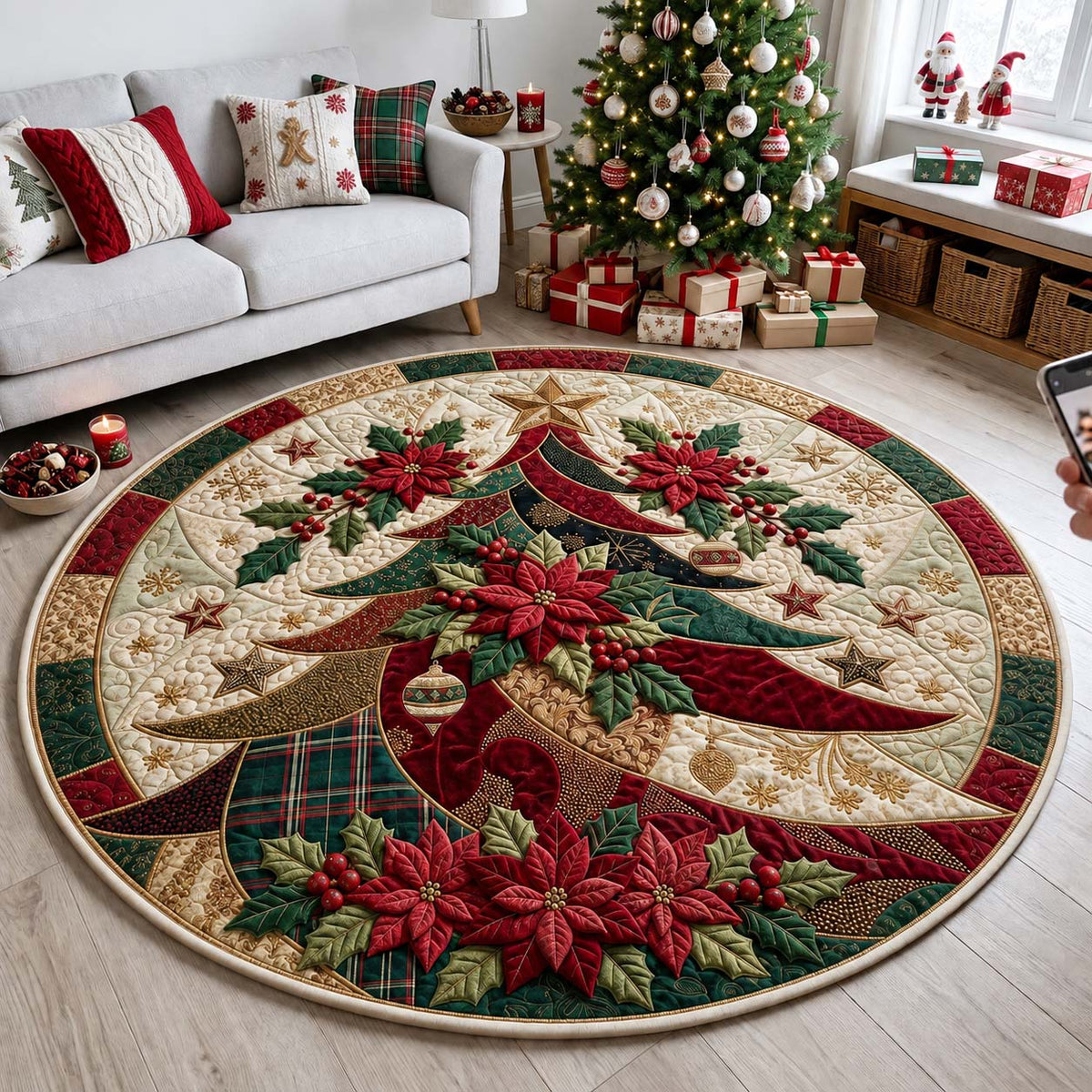 Evergreen Elegance Round Mat Rug - Nature Design | Nature Non-Slip Round Rug