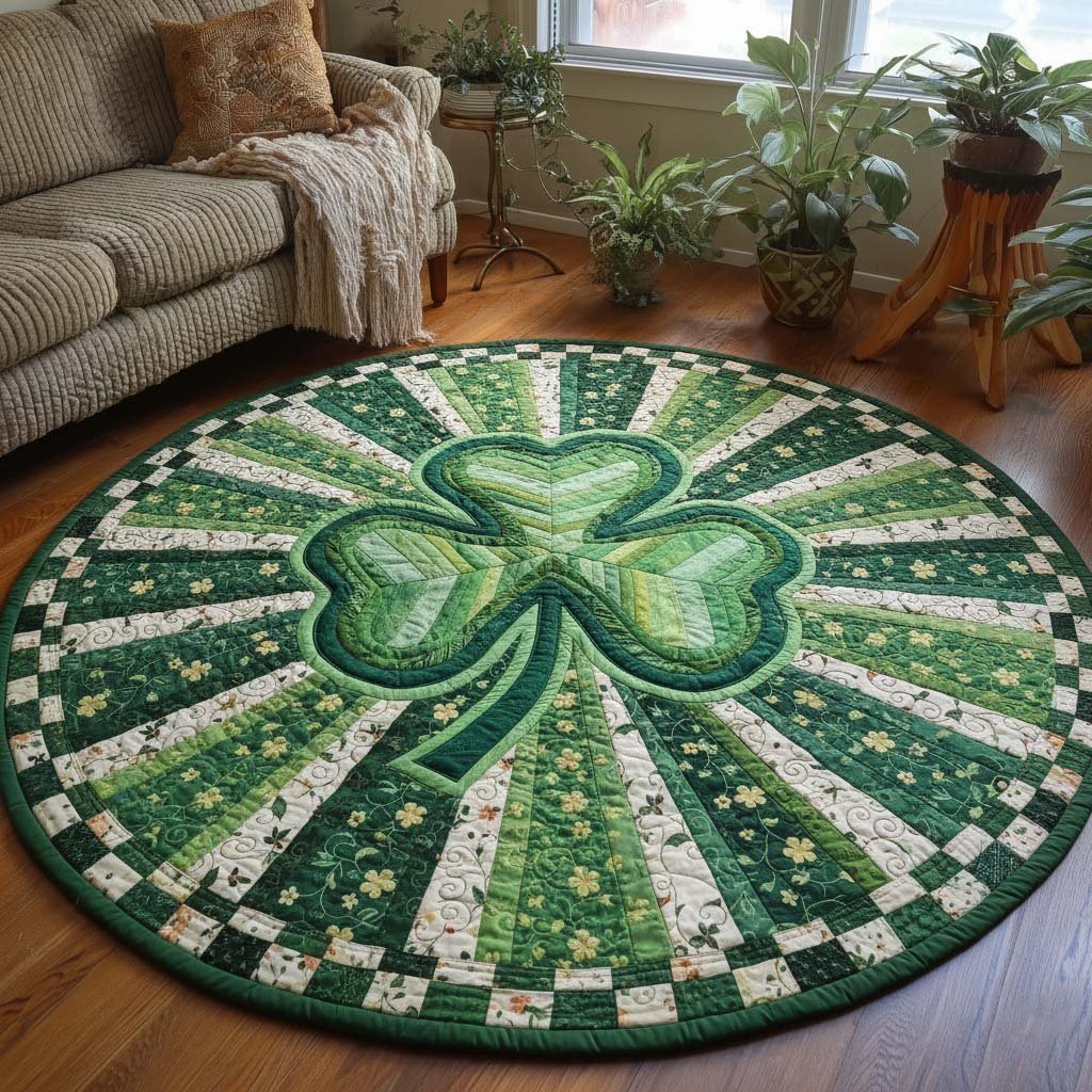 Festive Shamrock Round Mat Rug - Nature Design | Serene Home Decor (Design 5)