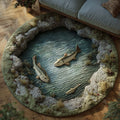 Fishing Season Round Mat Rug - Nature Design | Serene Home Decor (Design 4)