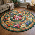 Floral Serenity Round Mat Rug - Nature Design | Serene Home Decor (Design 3)
