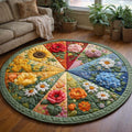 Floral Serenity Round Mat Rug - Nature Design | Serene Home Decor (Design 4)