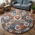 Flower Patchwork Round Mat Rug - Nature Design | Serene Home Decor (Design 4)