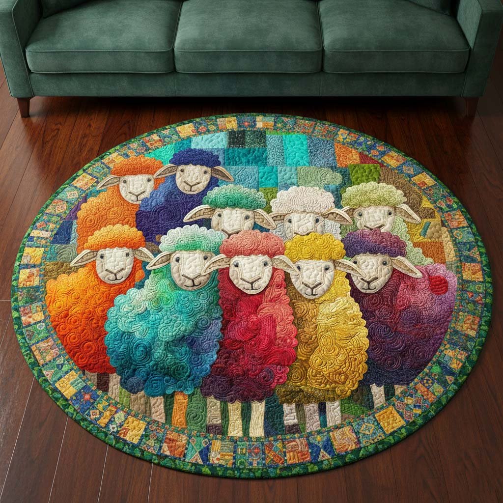 Fluffy Sheep Round Mat Rug - Nature Design | Serene Home Decor (Design 3)