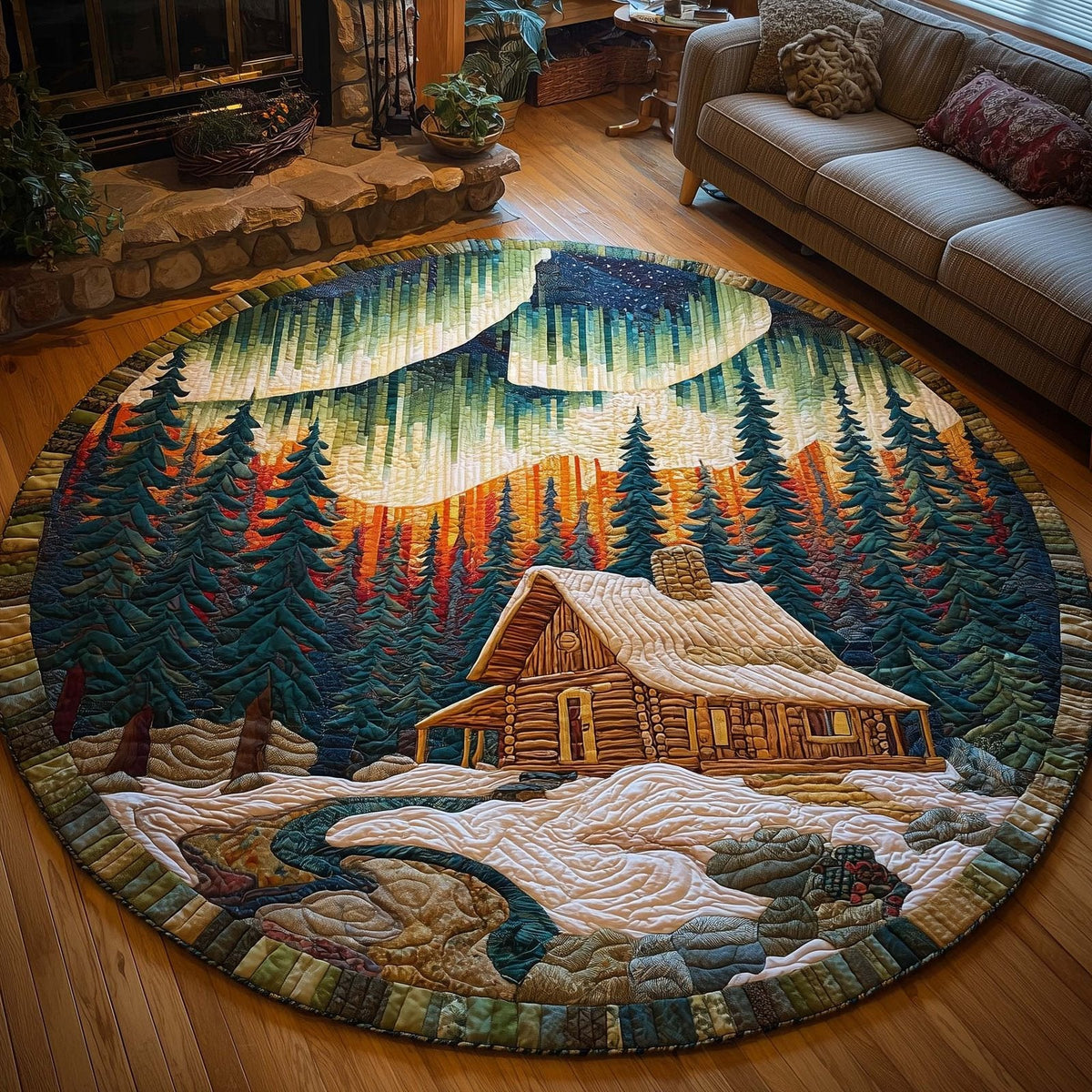 Forest Glow Round Mat Rug - Nature Design | Serene Home Decor (Design 2)