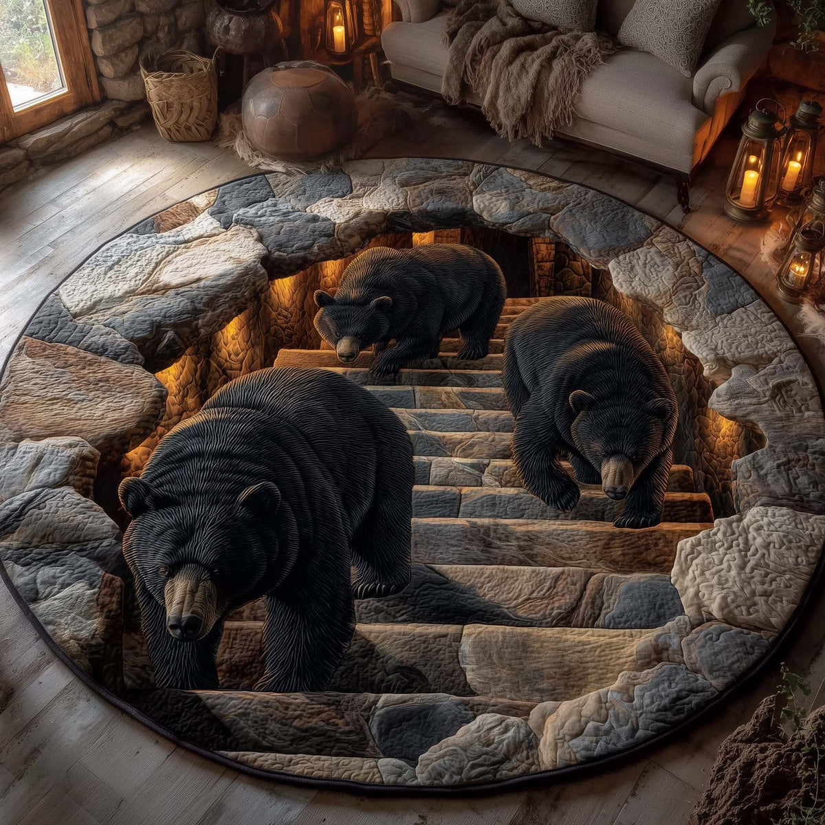 Forest Guardian Round Mat Rug - Nature Design | Serene Home Decor (Design 24)