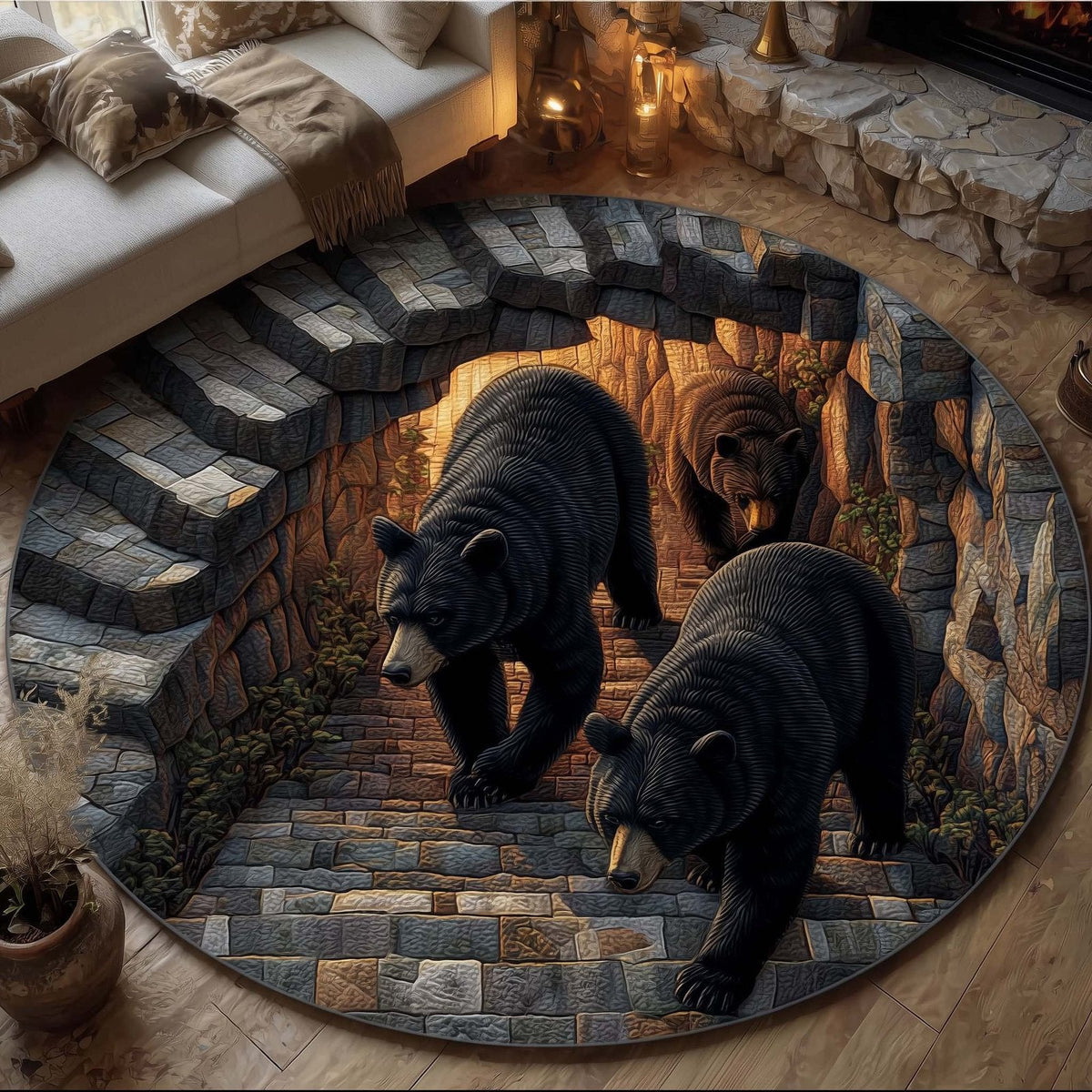 Forest Guardian Round Mat Rug - Nature Design | Serene Home Decor (Design 23)