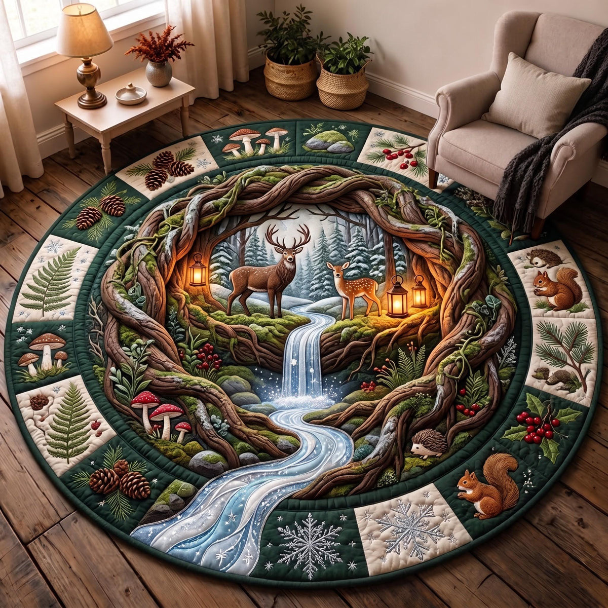 Forest River Round Mat Rug - Nature Design | Serene Home Decor