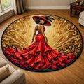 Golden Queen Round Mat Rug - Nature Design | Serene Home Decor (Design 9)