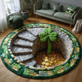 Green Blessing Round Mat Rug - Nature Design | Serene Home Decor (Design 5)
