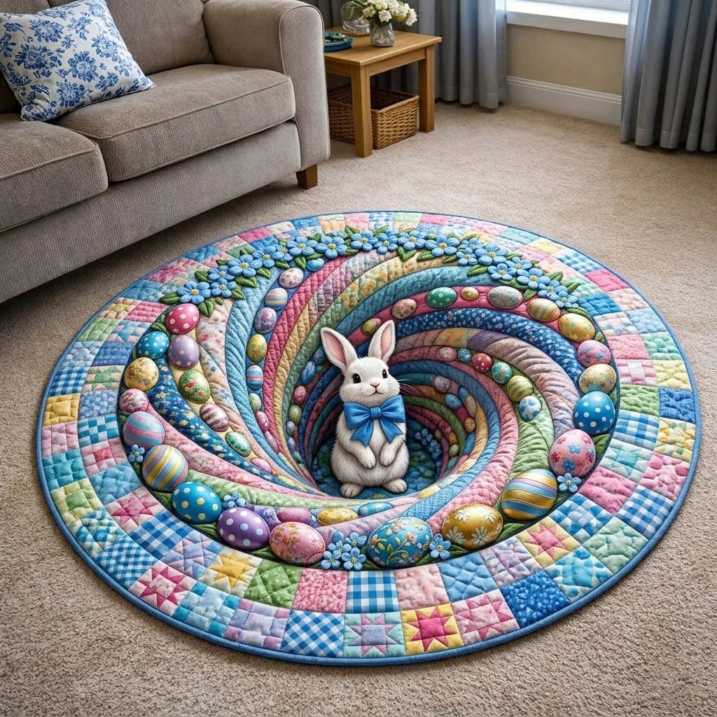 Happy Easter Round Mat Rug - Nature Design | Serene Home Decor (Design 7)