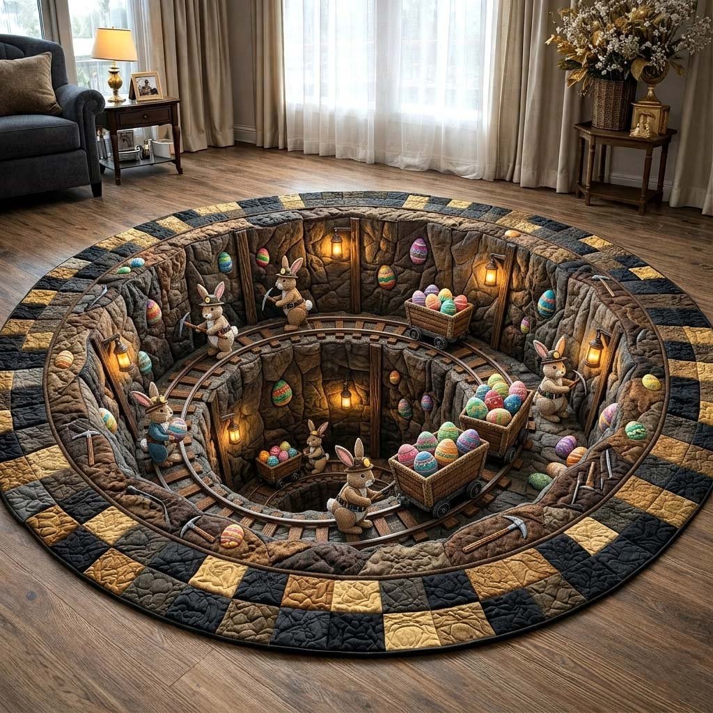 Happy Easter Round Mat Rug - Nature Design | Serene Home Decor (Design 6)