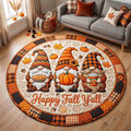 Happy Fall Gnomes Round Mat Rug - Nature Design | Serene Home Decor