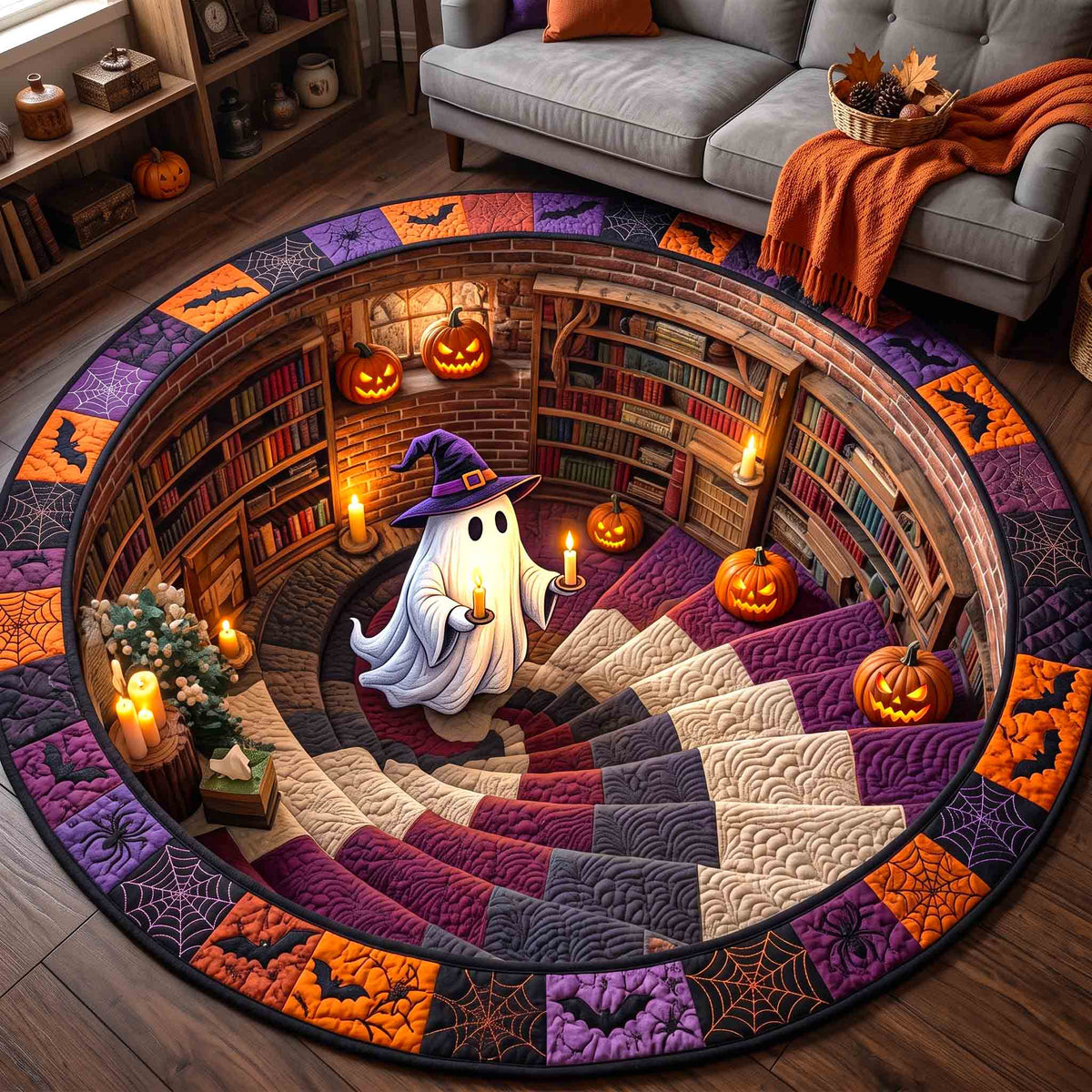 Haunted Ghost Round Mat Rug - Seasonal Design | Seasonal Round Rug