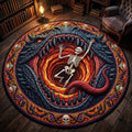 Haunted Skeleton Halloween Round Mat Rug - Non-Slip Washable Round Area Rug for Bedroom & Living Room (Design 7)