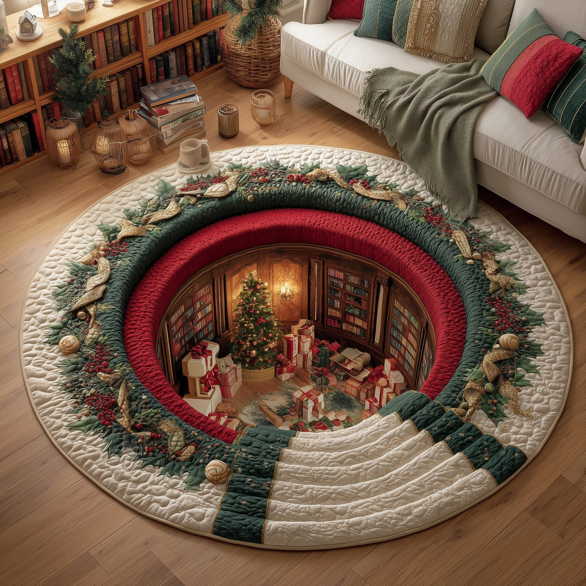 Hidden Library Round Mat Rug - Nature Design | Serene Home Decor (Design 10)