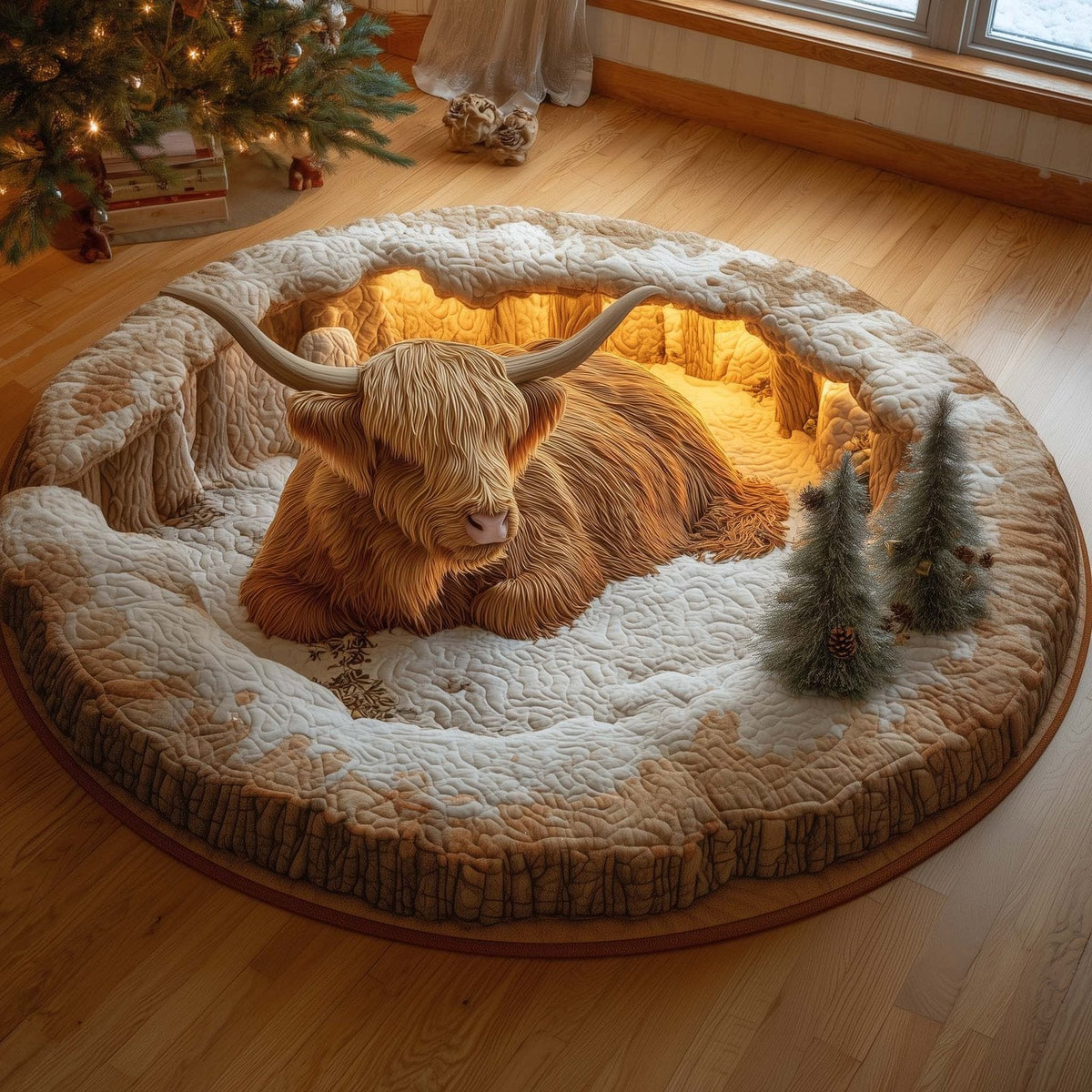 Highland Cow Round Mat Rug - Nature Design | Serene Home Decor (Design 4)