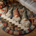 Holiday Gnomes Christmas Round Mat Rug - Non-Slip Washable Round Area Rug for Bedroom & Living Room (Design 7)