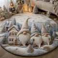 Holiday Gnomes Christmas Round Mat Rug - Non-Slip Washable Round Area Rug for Bedroom & Living Room (Design 4)