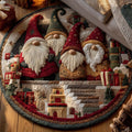 Holiday Gnomes Christmas Round Mat Rug - Non-Slip Washable Round Area Rug for Bedroom & Living Room (Design 2)