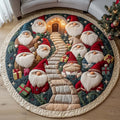 Holiday Gnomes Christmas Round Mat Rug - Non-Slip Washable Round Area Rug for Bedroom & Living Room (Design 6)