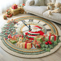 Holiday Spark Christmas Round Mat Rug - Non-Slip Washable Round Area Rug for Bedroom & Living Room (Design 3)