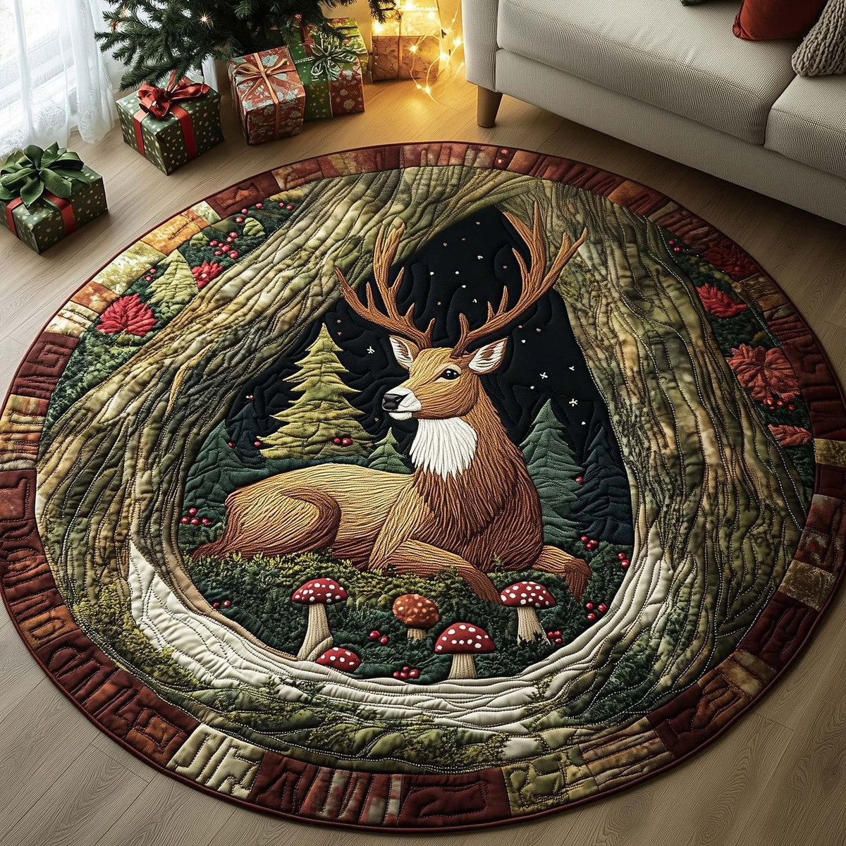 Hollow Rest Round Mat Rug - Nature Design | Serene Home Decor (Design 2)