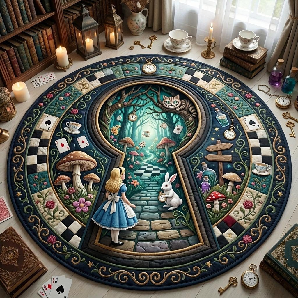 In Wonderland Round Mat Rug - Nature Design | Serene Home Decor (Design 3)