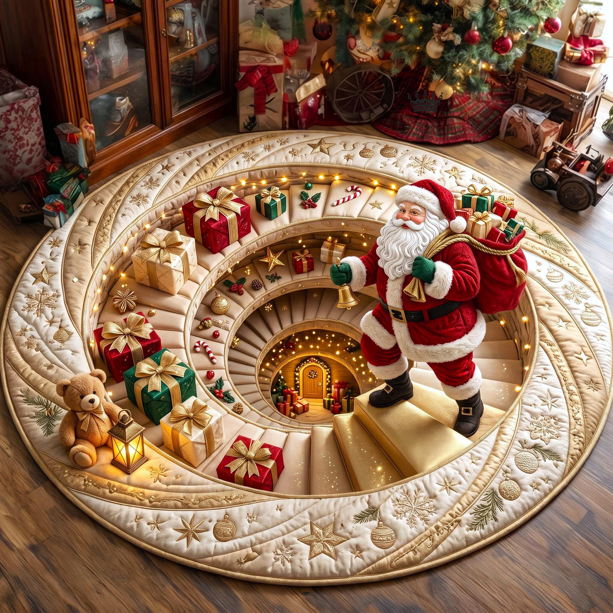Jolly Santa Round Mat Rug - Seasonal Design | Seasonal Round Rug