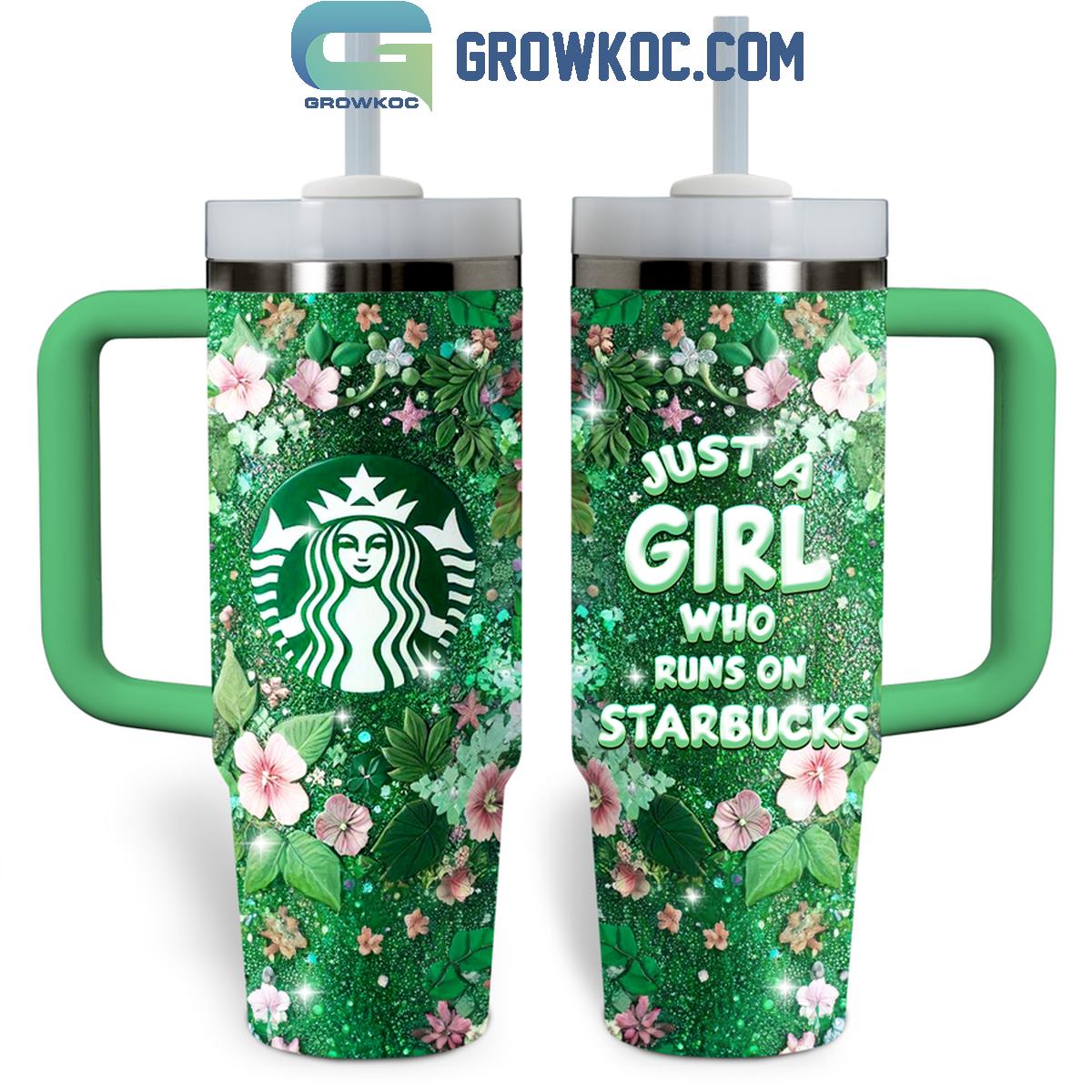 Just A Girl Who Runs On Starbucks Fan 30oz or 30oz or 40oz Stainless Steel Tumbler With Handle HG With Handle HG
