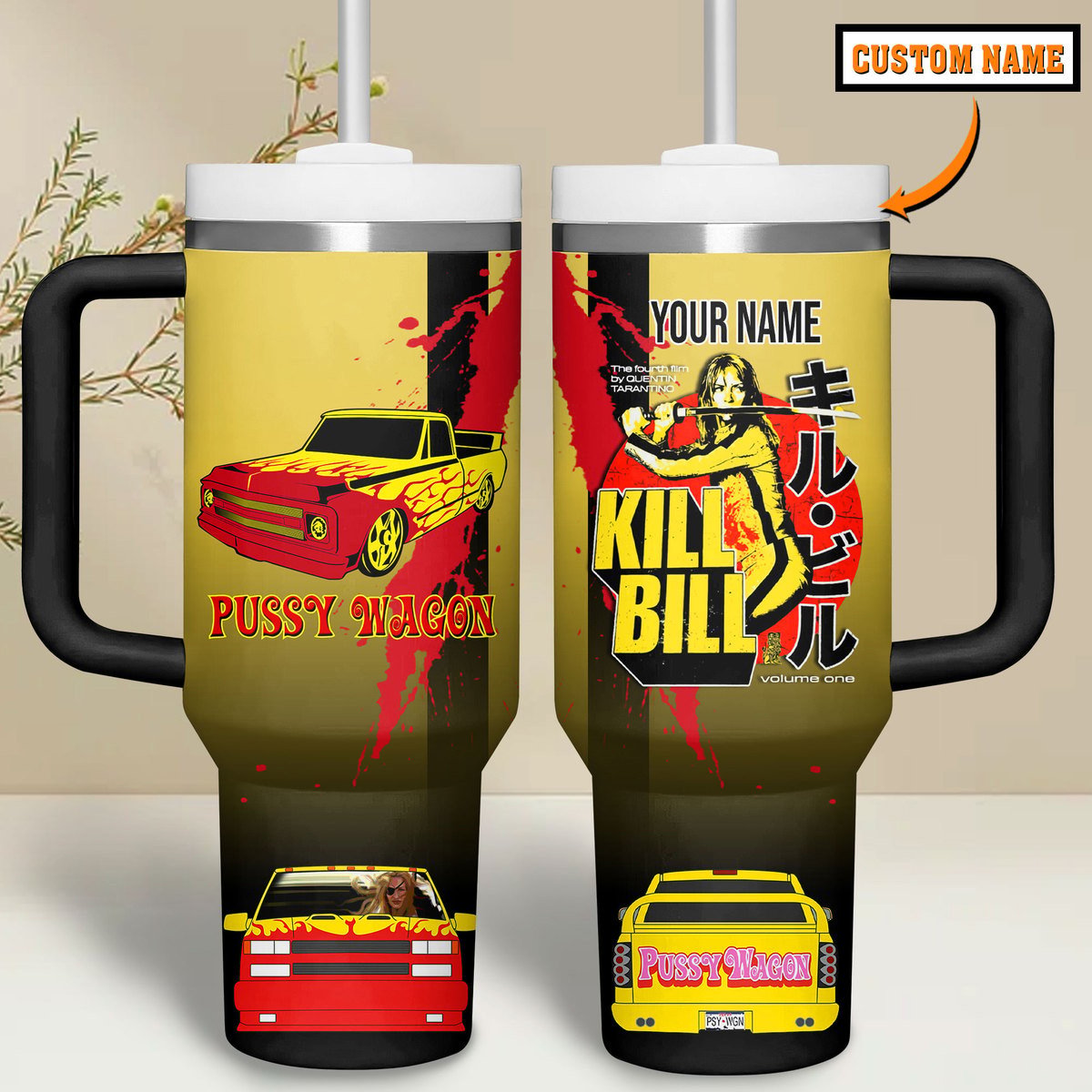 Kill Bill Customized 30oz or 40oz Stainless Steel Tumbler With Handle HG