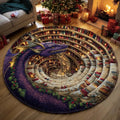 Library Dragon Round Mat Rug - Nature Design | Serene Home Decor (Design 2)