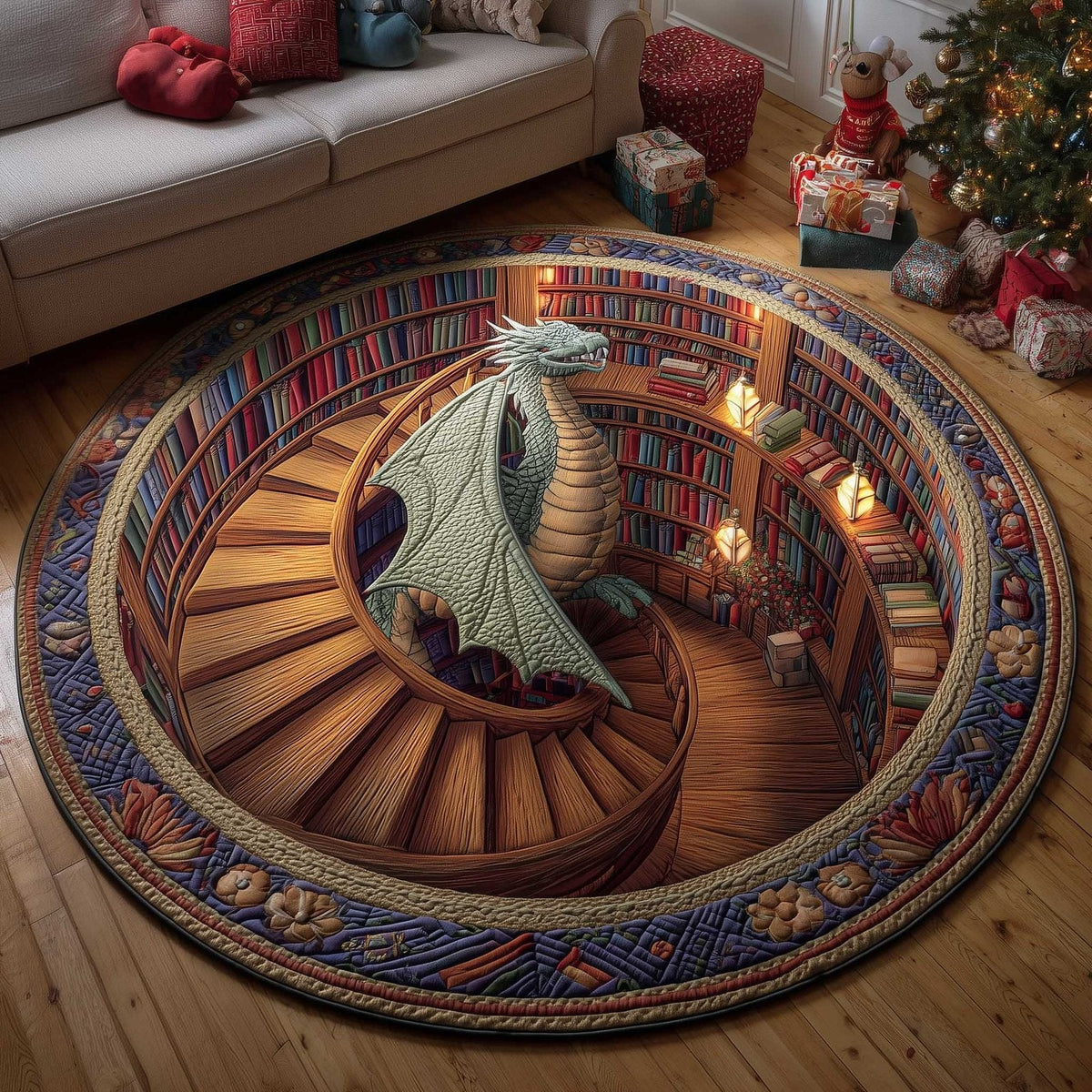 Library Guardian Round Mat Rug - Nature Design | Serene Home Decor (Design 5)