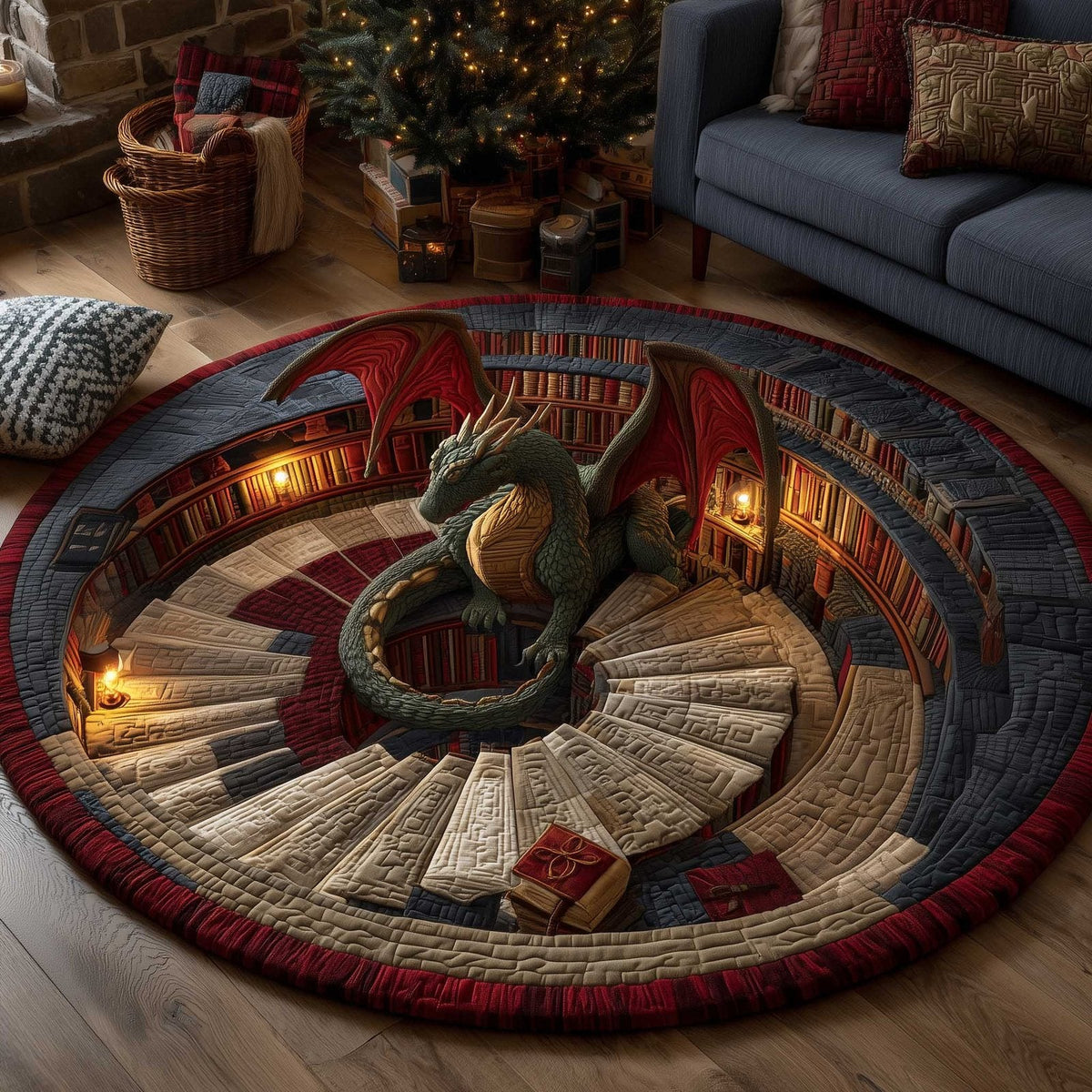 Library Guardian Round Mat Rug - Nature Design | Serene Home Decor (Design 4)