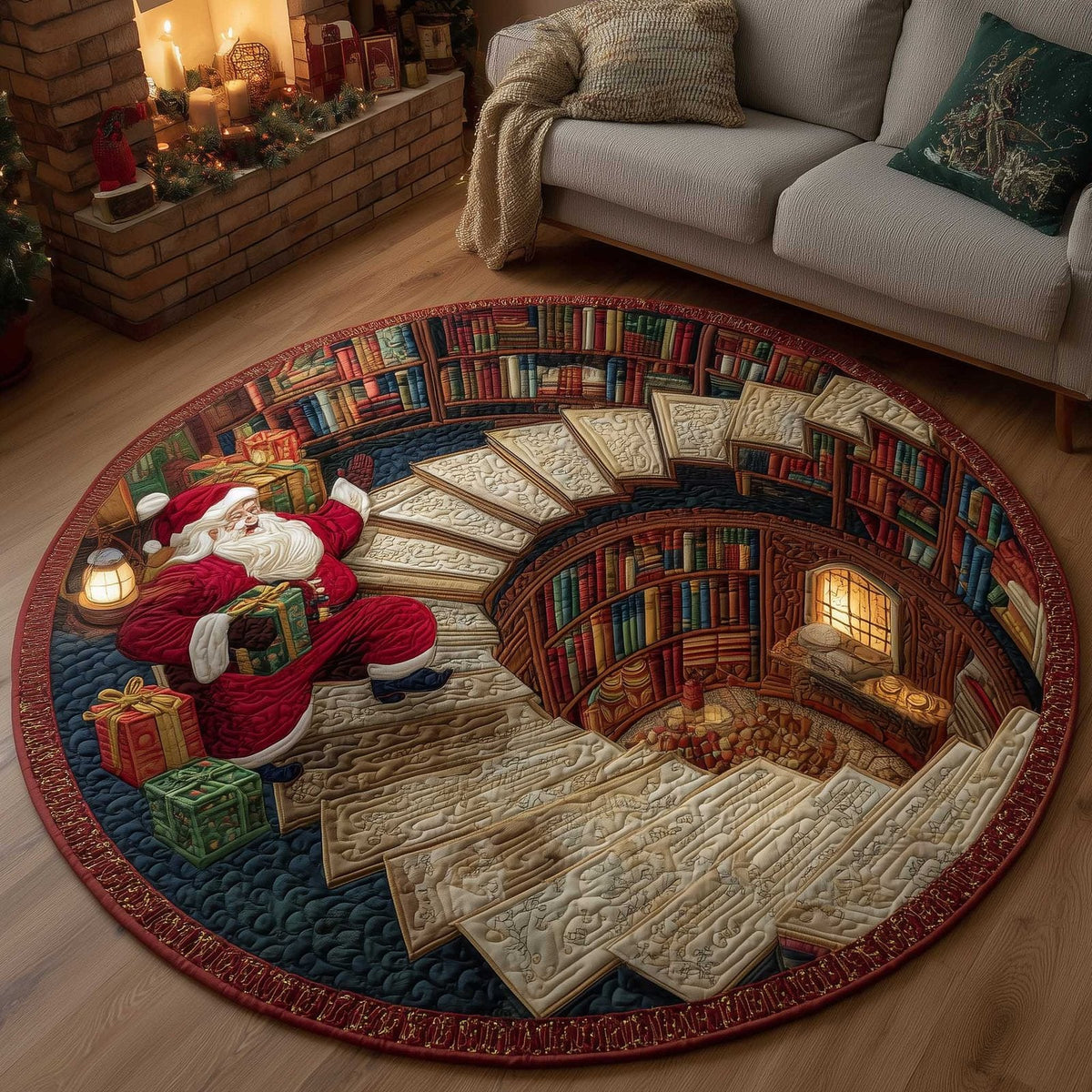 Library Guardian Round Mat Rug - Nature Design | Serene Home Decor (Design 2)